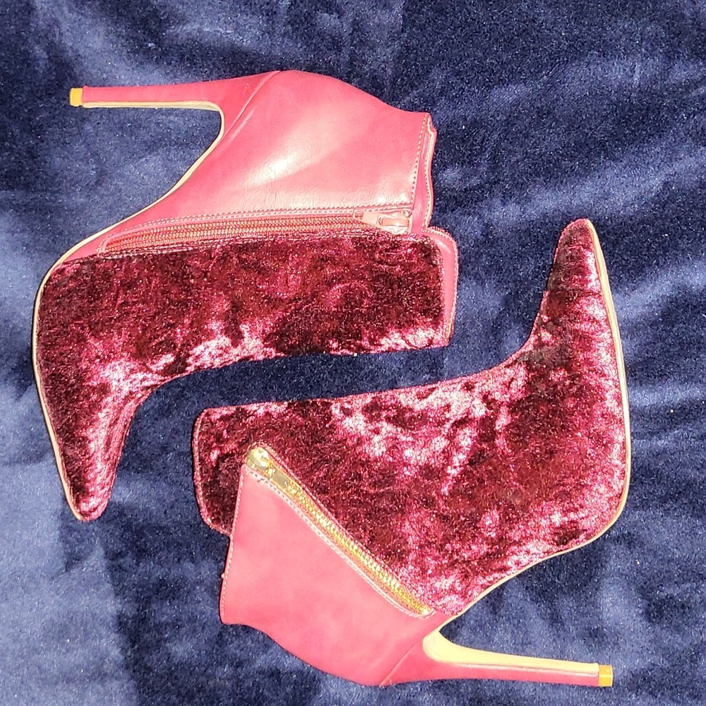 Wine Velvet Heel Bootie